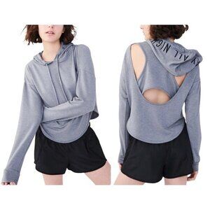 Live Love Dream - Gray All Day All Night Cropped Cutout Hoodie - Size Small
